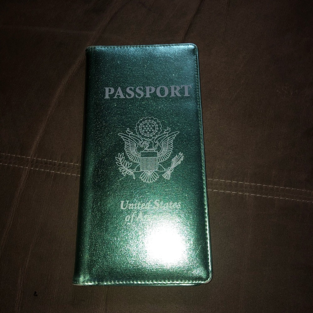 Metallic green passport case